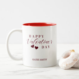 Red Glitter Happy Valentine's Day Hearts Zweifarbige Tasse