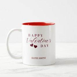 Red Glitter Happy Valentine's Day Hearts Zweifarbige Tasse