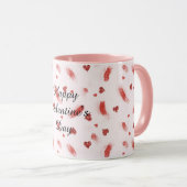 Red Glitter Hearts Streaks Valentine's Day Tasse (VorderseiteRechts)