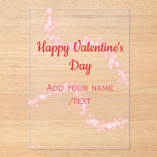 Red glitter lines happy Valentine's day spiral nam Acryleinladungen (Vorderseite)