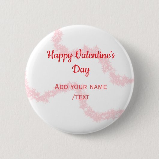 Red glitter lines happy Valentine's day spiral nam Button (Vorderseite)