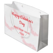 Red glitter lines happy Valentine's day spiral nam Große Geschenktüte (Rückseite Schrägansicht)