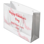 Red glitter lines happy Valentine's day spiral nam Große Geschenktüte (Vorderseite Schrägansicht)