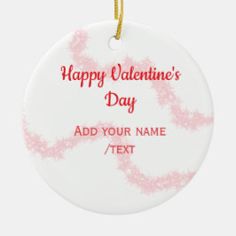 Red glitter lines happy Valentine's day spiral nam Keramik Ornament
