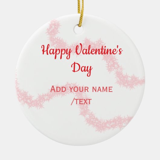 Red glitter lines happy Valentine's day spiral nam Keramik Ornament (Vorne)