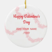 Red glitter lines happy Valentine's day spiral nam Keramik Ornament (Hinten)