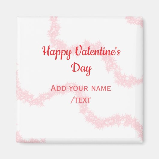 Red glitter lines happy Valentine's day spiral nam Magnet (Vorne)