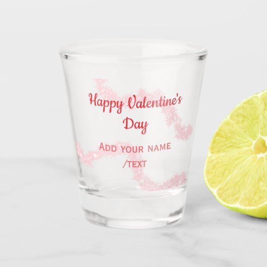 Red glitter lines happy Valentine's day spiral nam Schnapsglas (Vorderseite)