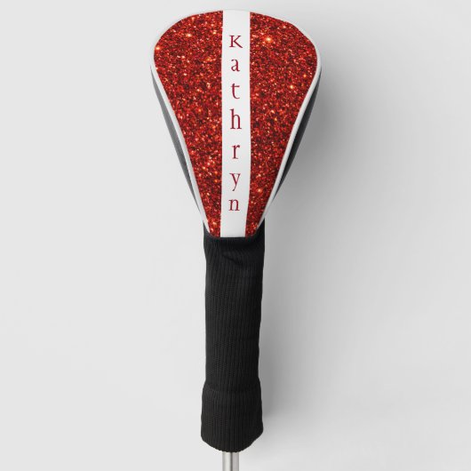Red Glitter Personalized Name Golf Headcover (Vorderseite)