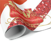 Red Glitter White Striped Christmas Sleigh Geschenkpapier (Rolleneckpunkt)
