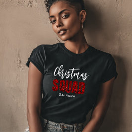 Red Glittery Christmas Squad Name T-Shirt