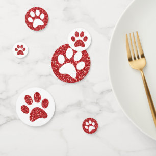 Red Glitzer Animal Mascot Paw Drucktisch Konfetti