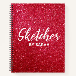 Red Glitzer Artist Sketchbook Notebook Notepad Notizblock