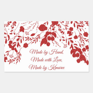 Red Glitzer Berry Frame Christmas Rechteckiger Aufkleber