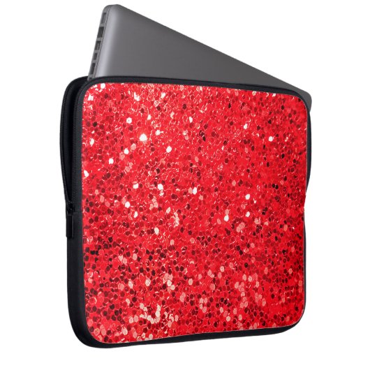 Red Glitzer Bling Laptopschutzhülle (Vorne Rechts)