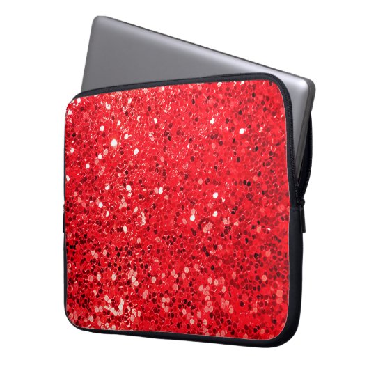 Red Glitzer Bling Laptopschutzhülle (Vorderseite Links)