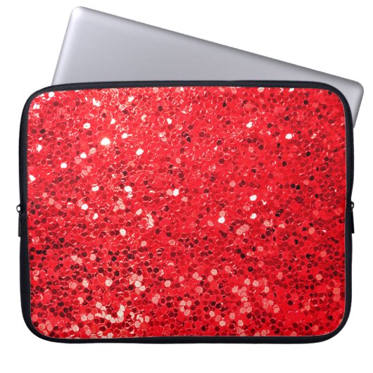 Red Glitzer Bling Laptopschutzhülle (Vorderseite)