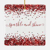 Red Glitzer Borders Happy Holidays Keramik Ornamen Keramikornament (Rückseite)