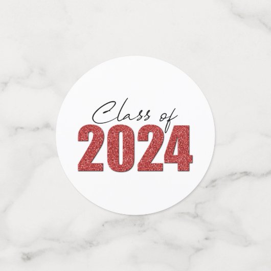 Red Glitzer Class 2024 Konfetti (Klein Vorderseite)