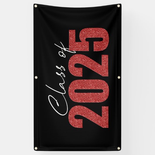 Red Glitzer Class 2025 Banner (Vertikal)