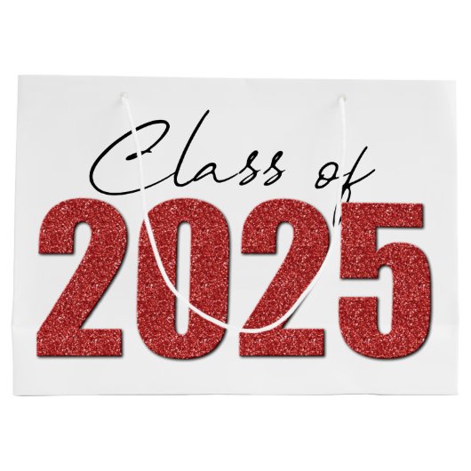 Red Glitzer Class 2025 Große Geschenktüte (Rückseite)