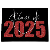 Red Glitzer Class 2025 Große Geschenktüte (Vorderseite)