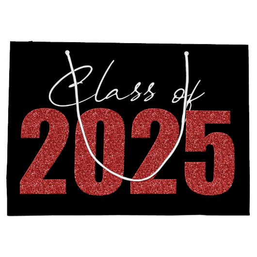 Red Glitzer Class 2025 Große Geschenktüte (Rückseite)
