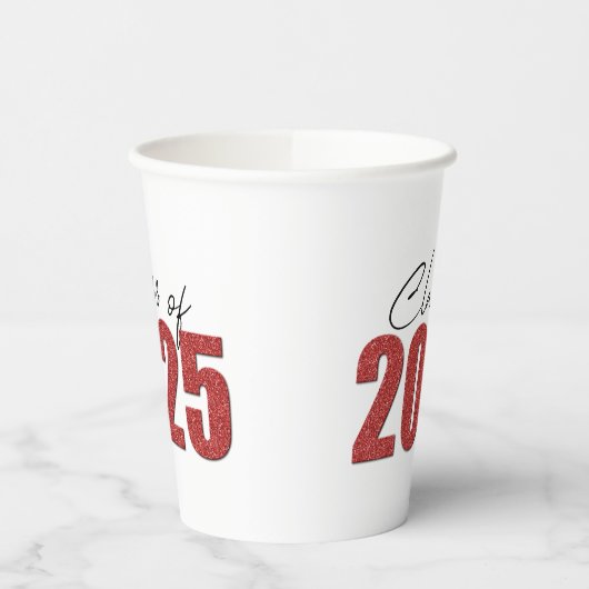 Red Glitzer Class 2025 Pappbecher (Links)