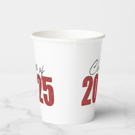 Red Glitzer Class 2025 Pappbecher (Rechts)