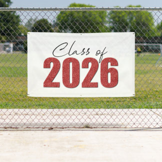 Red Glitzer Class 2026 Banner