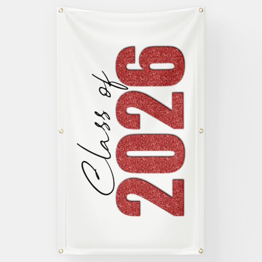 Red Glitzer Class 2026 Banner
