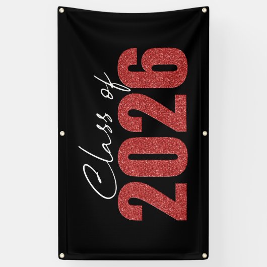 Red Glitzer Class 2026 Banner (Vertikal)