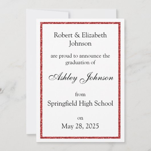 Red Glitzer Class of 2025 Foto Ankündigung (Rückseite)