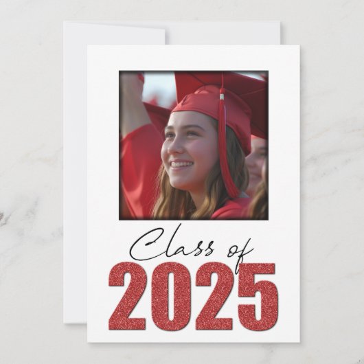 Red Glitzer Class of 2025 Foto Open House Einladung (Vorderseite)