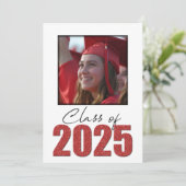 Red Glitzer Class of 2025 Foto Open House Einladung (Stehend Vorderseite)