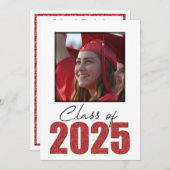 Red Glitzer Class of 2025 Foto Open House Einladung (Vorne/Hinten)