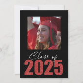 Red Glitzer Class of 2025 Foto Open House Einladung (Vorderseite)