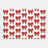Red Glitzer Coquette Bow Weihnachten Geschenkpapier Set (Vorderseite 3)