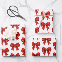 Red Glitzer Coquette Bow Weihnachten Geschenkpapier Set