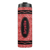 Red Glitzer Crayon Individuelle Name Hot Drink Tum Thermosbecher (Vorderseite)