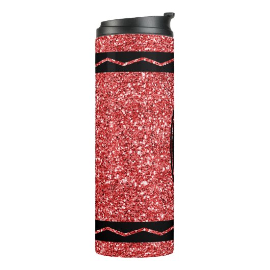Red Glitzer Crayon Individuelle Name Hot Drink Tum Thermosbecher (Nach links gedreht)