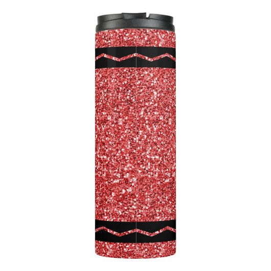 Red Glitzer Crayon Individuelle Name Hot Drink Tum Thermosbecher (Rückseite)
