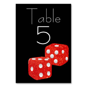 Red Glitzer Dice auf Black Tischnummer