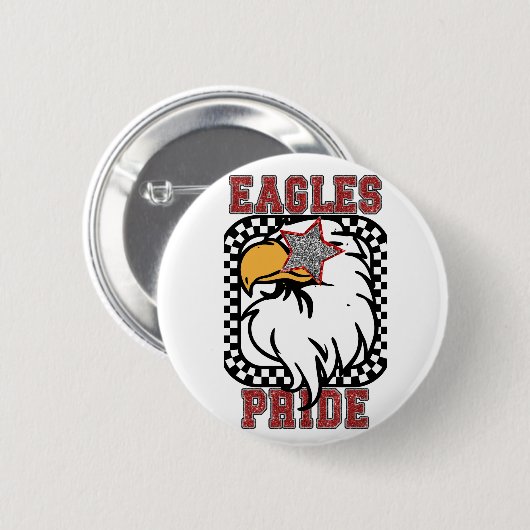 Red Glitzer Eagles Pride Game Day Fan Gear Button (Vorne & Hinten)