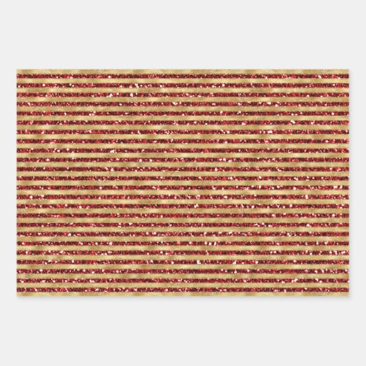 Red Glitzer Glitzy Gold Weihnachtsbäume Geschenkpapier Set (Vorderseite 2)