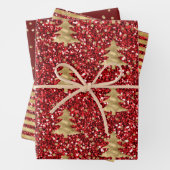 Red Glitzer Glitzy Gold Weihnachtsbäume Geschenkpapier Set (Beispiel)