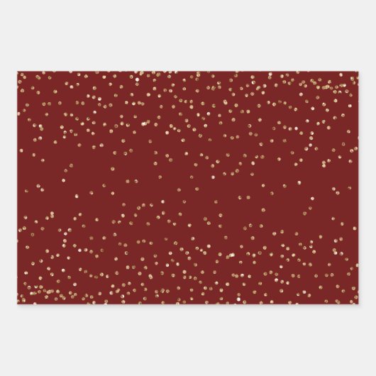 Red Glitzer Glitzy Gold Weihnachtsbäume Geschenkpapier Set (Vorderseite 3)