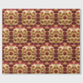 Red Glitzer Gold Blume Wrapping Paper Geschenkpapier (Flach)