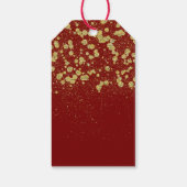 Red Glitzer Gold Confetti Weihnachten Geschenkanhänger (Rückseite)