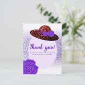 Red Glitzer hat lila Lavendel Danke Postkarte (Stehend Vorderseite)